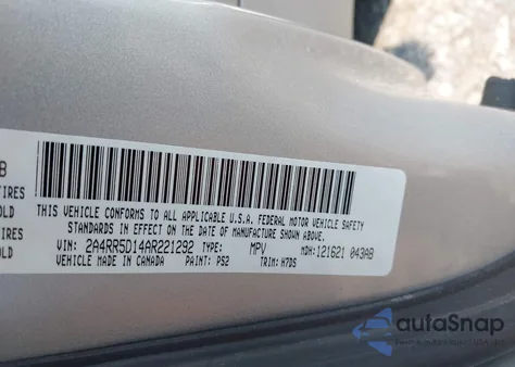 2010 Chrysler Town & Country Touring from USA, damaged, VIN 2A4RR5D14AR221292
